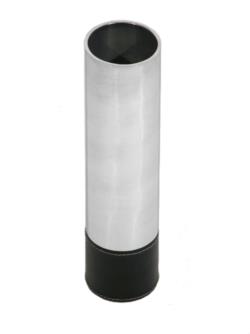 Jarrón alto de aluminio c/adorno en piel - Ø6x26cm
