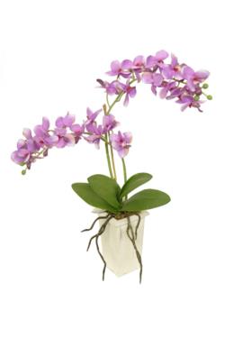 Orquídea lila base madera - 8x8x50cm